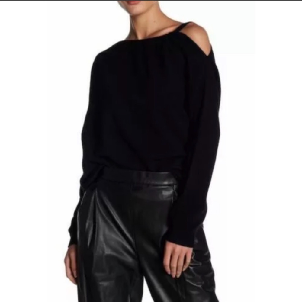 Vince 100% Cashmere Cold Shoulder Black Sweater